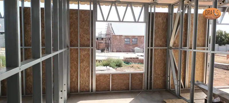 Residential house interior walls using ORALS-supplied structural systems and materials