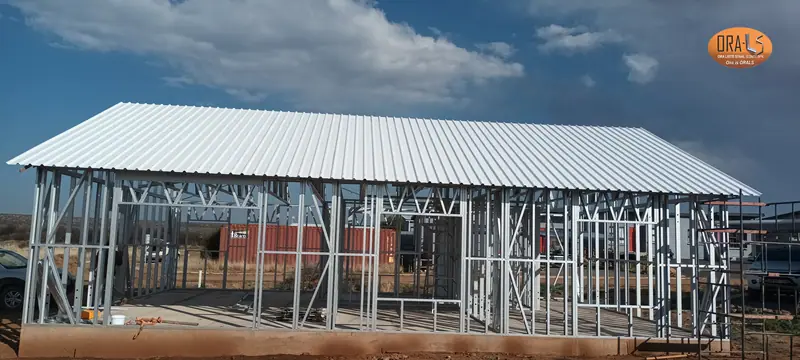 Residential house roof structure using ORALS-supplied structural systems and materials