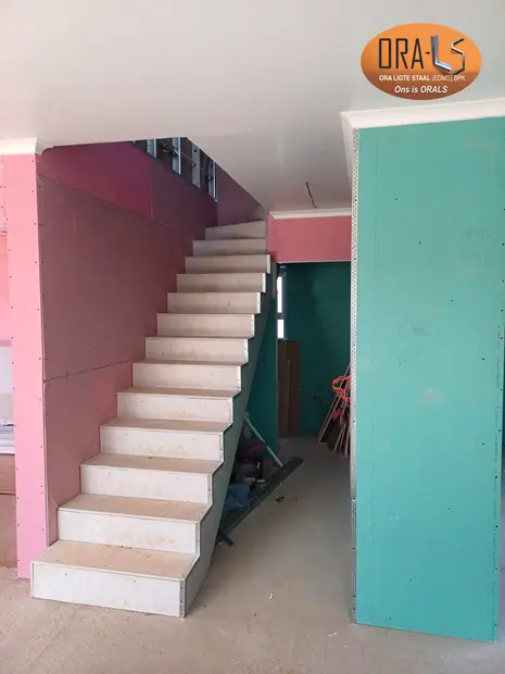 Residential house stairs using ORALS-supplied structural systems and materials