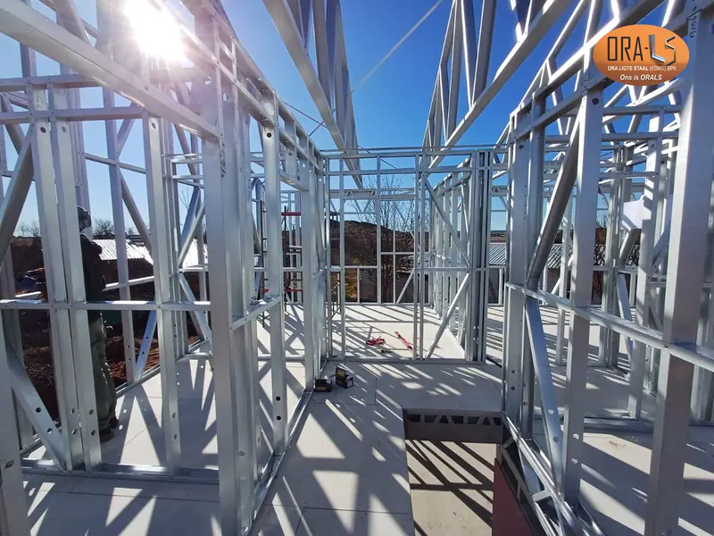 Residential house wall frames using ORALS-supplied structural systems and materials
